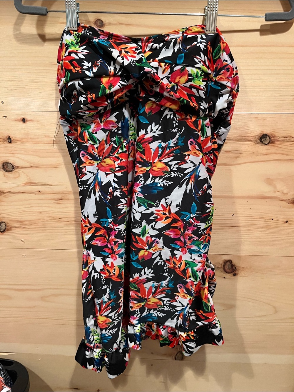Swimsuit Floral Black Midi Skirt with Vibrant Multicolor Print